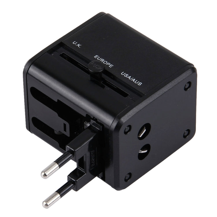 World-Wide Universal Travel Concealable Plugs Adapter with & Built-in Dual USB Ports Charger for US, UK, AU, EU(Black) - free shipping - PMC TechLife - Order now!