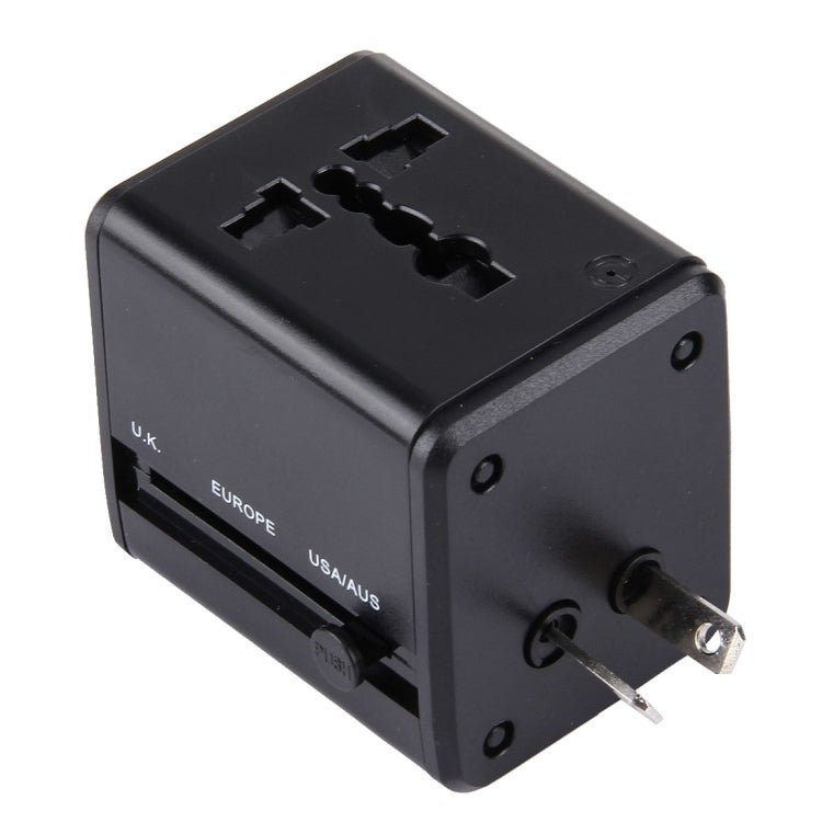 World-Wide Universal Travel Concealable Plugs Adapter with & Built-in Dual USB Ports Charger for US, UK, AU, EU(Black) - free shipping - PMC TechLife - Order now!