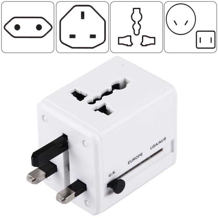 World-Wide Universal Travel Concealable Plugs Adapter with & Built-in Dual USB Ports Charger for US, UK, AU, EU(White) - Plug Adaptor by PMC TechLife | Online Shopping South Africa | PMC TechLife | Buy Now Pay Later Mobicred
