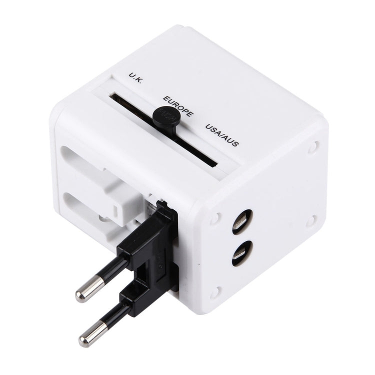 World-Wide Universal Travel Concealable Plugs Adapter with & Built-in Dual USB Ports Charger for US, UK, AU, EU(White) - Plug Adaptor by PMC Jewellery | Online Shopping South Africa | PMC Jewellery | Buy Now Pay Later Mobicred