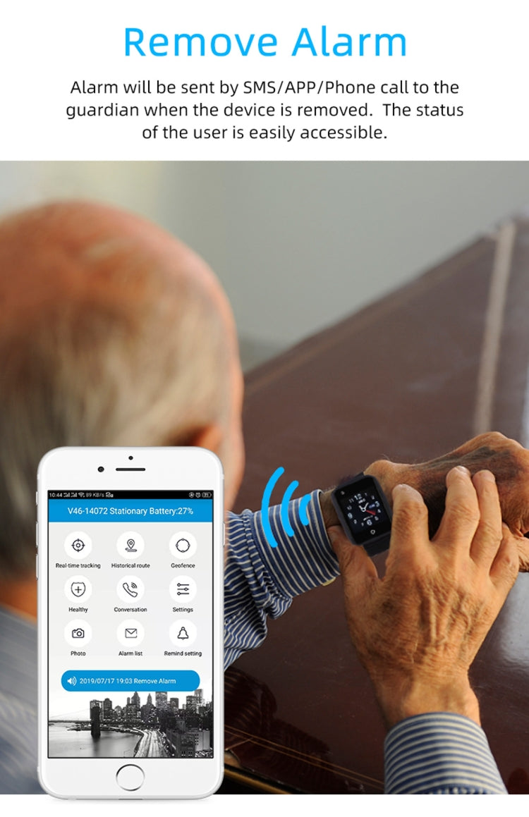 REACHFAR RF-V46-B GPS Smart Tracker WatchBand, Support SOS / Camera / Health Management / 4G LTE / Blood Pressure / Heart Rate, For North America / South America(Black) - Personal Tracker by PMC TechLife | Online Shopping South Africa | PMC TechLife