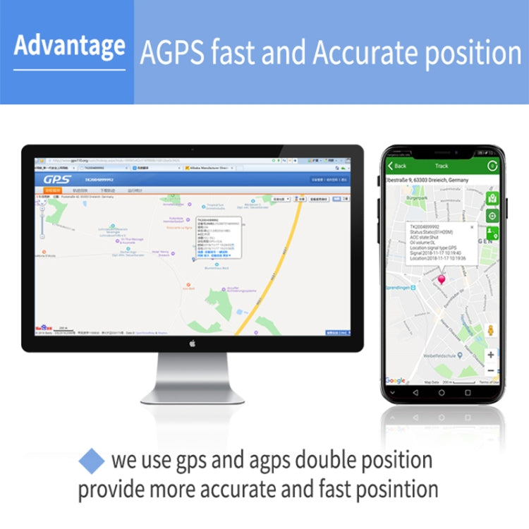 TK202A 2G Car Truck Vehicle Tracking GSM GPRS GPS Tracker Support AGPS, Battery Capacity: 6500MA - Car Tracker by PMC TechLife | Online Shopping South Africa | PMC TechLife