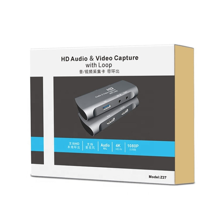 Z27 HDM Female + Mic to HDM Female USB 2.0 Video Audio Capture Box(Dark Gray) - Video Capture Solutions by PMC Jewellery | Online Shopping South Africa | PMC Jewellery | Buy Now Pay Later Mobicred