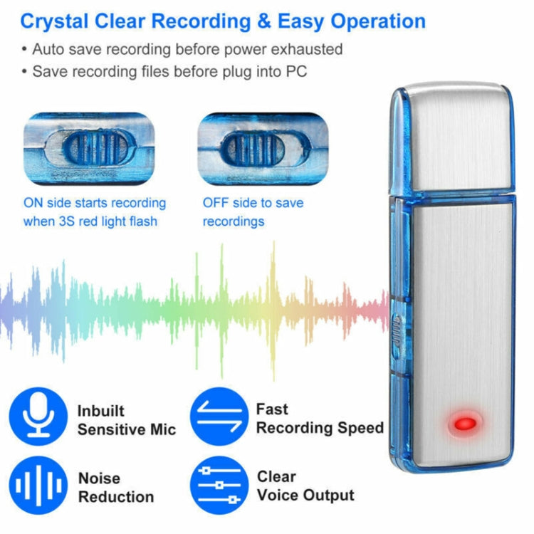 SK858 8GB Rechargeable Portable U-Disk Meeting Voice Recorder (Blue) - U-Disk Recorder by PMC Jewellery | Online Shopping South Africa | PMC Jewellery | Buy Now Pay Later Mobicred