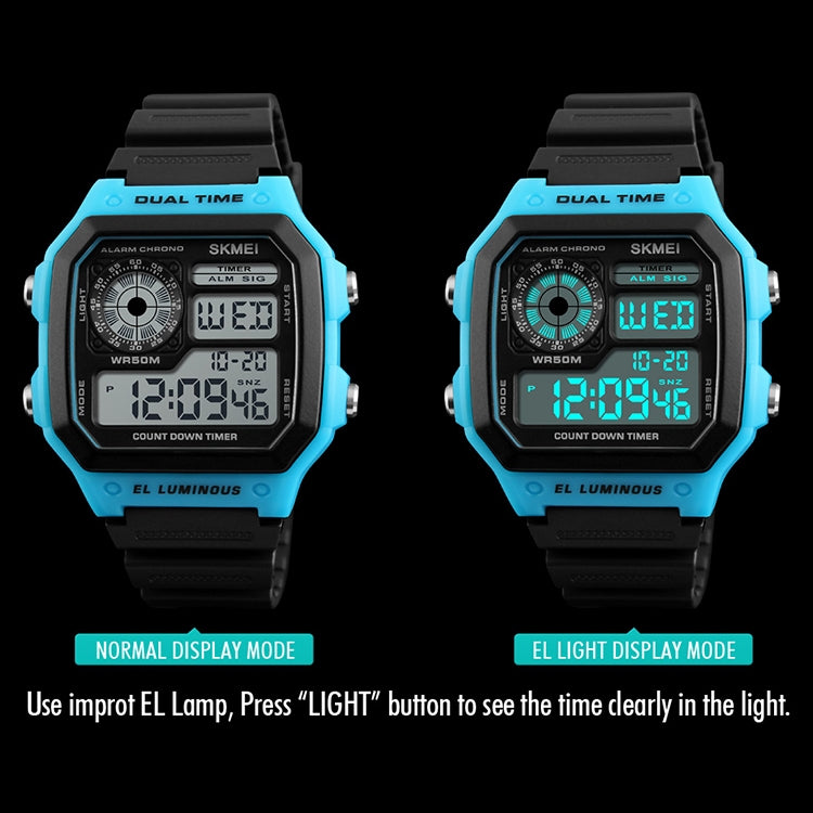 SKMEI 1299 Multifunctional Outdoor Sports Noctilucent Waterproof Digital Display Wrist Watch (Blue) - free shipping - PMC TechLife - Order now!