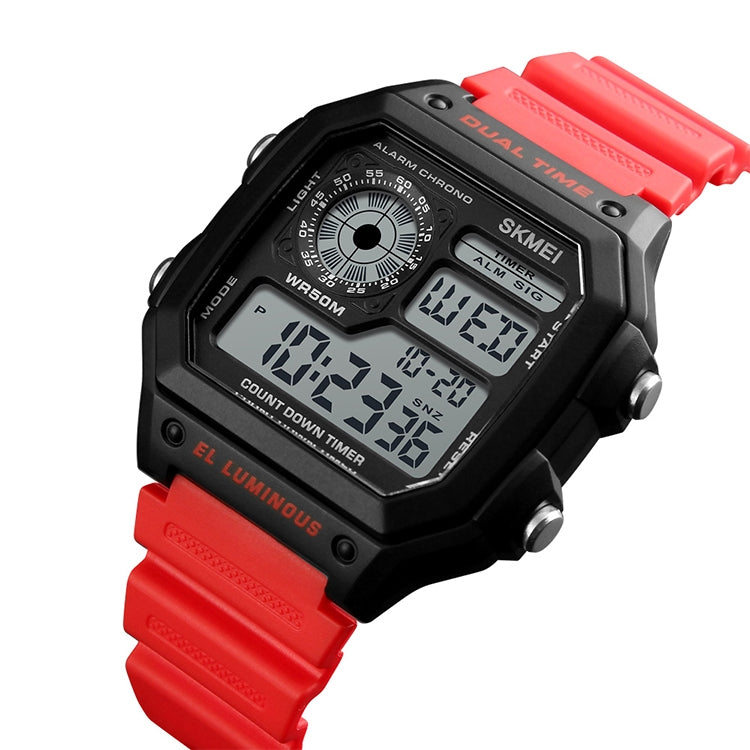 SKMEI 1299 Multifunctional Outdoor Sports Noctilucent Waterproof Digital Display Wrist Watch (Red) - free shipping - PMC TechLife - Order now!