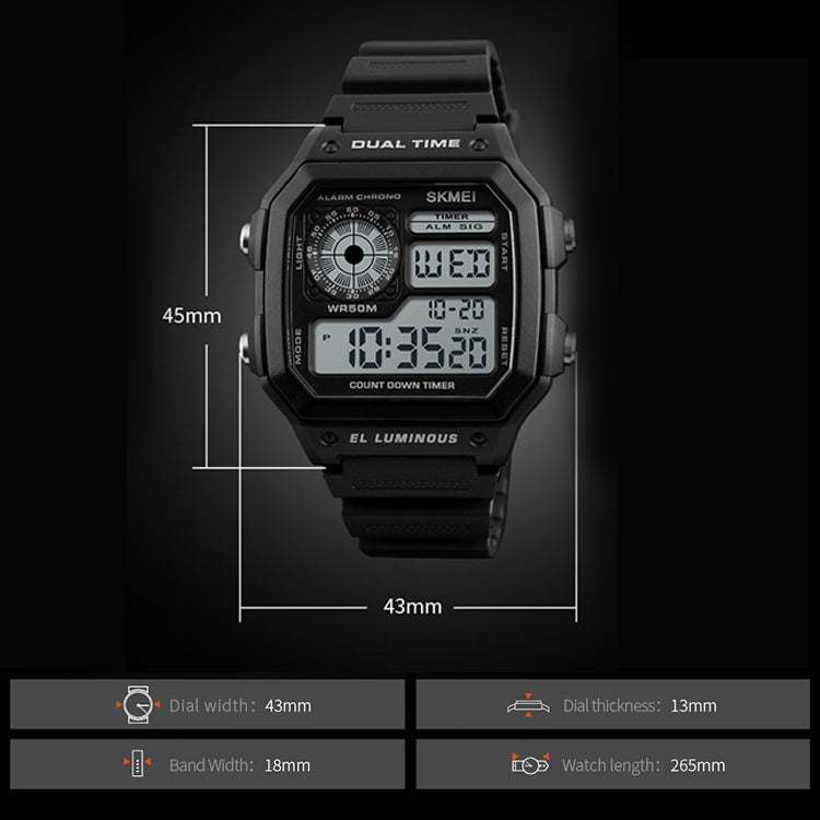 SKMEI 1299 Multifunctional Outdoor Sports Noctilucent Waterproof Digital Display Wrist Watch (Red) - free shipping - PMC TechLife - Order now!