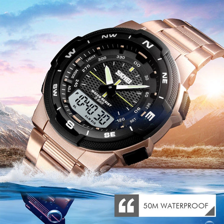 SKMEI 1370 Multifunctional Men Outdoor Sports Noctilucent Waterproof Stainless Steel Digital Wrist Watch (Black White) - free shipping - PMC TechLife - Order now!