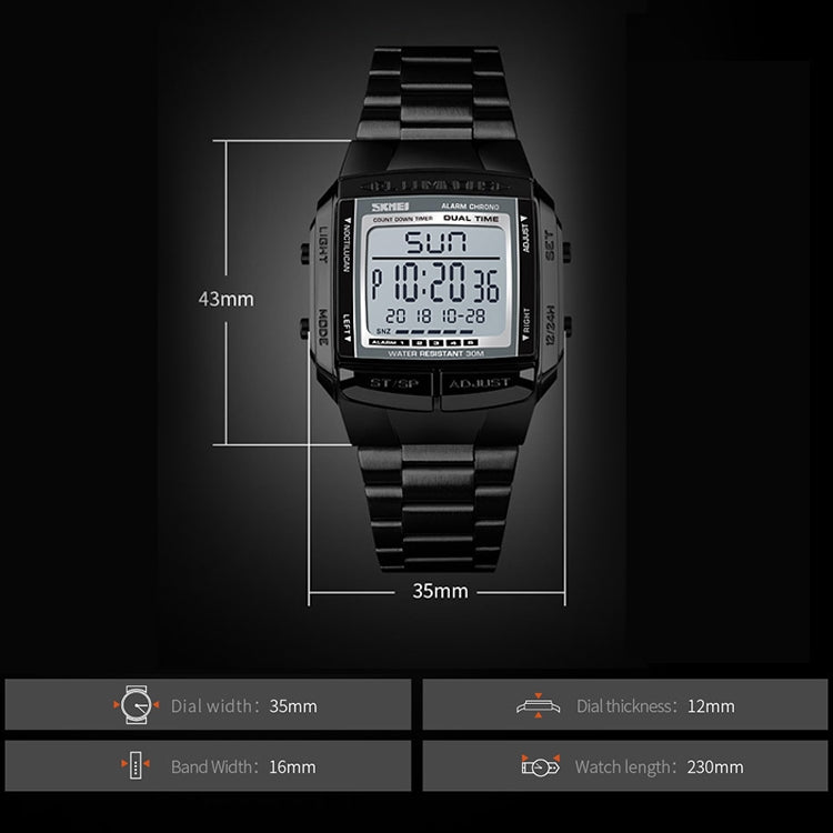SKMEI 1381 Multifunctional Men Outdoor Business Sport Noctilucent Waterproof Digital Wrist Watch(Black) - free shipping - PMC TechLife - Order now!