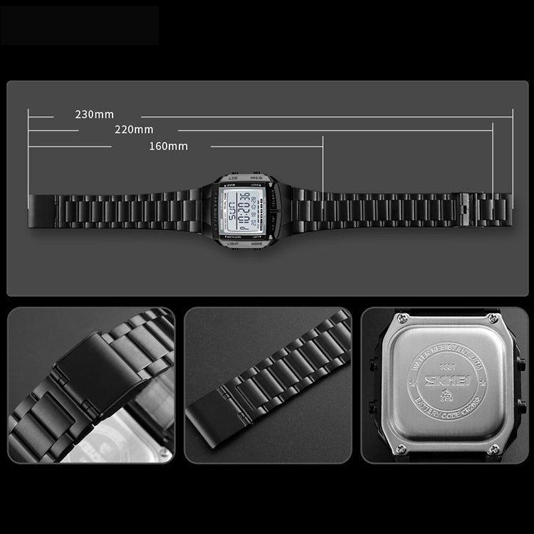 SKMEI 1381 Multifunctional Men Outdoor Business Sport Noctilucent Waterproof Digital Wrist Watch(Silver) - free shipping - PMC TechLife - Order now!