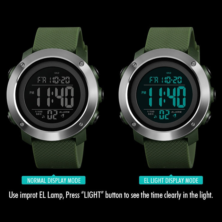 SKMEI 1416 Multifunctional Outdoor Fashion Noctilucent Waterproof Steel Ring Digital Watch (Army Green) - free shipping - PMC TechLife - Order now!
