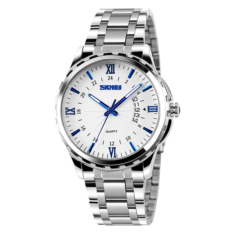 SKMEI 9069 Multifunctional Outdoor Fashion Business Waterproof Silver Shell Quartz Wrist Watch(Blue) - free shipping - PMC TechLife - Order now!