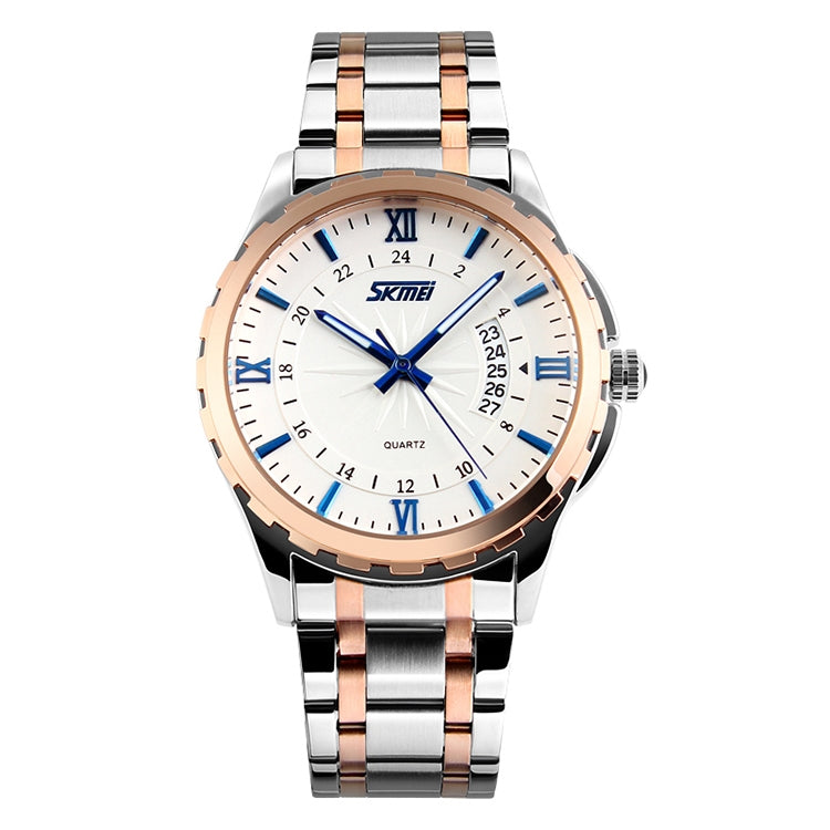 SKMEI 9069 Multifunctional Outdoor Fashion Business Waterproof Interval Gold Shell Quartz Wrist Watch(Blue) - free shipping - PMC TechLife - Order now!