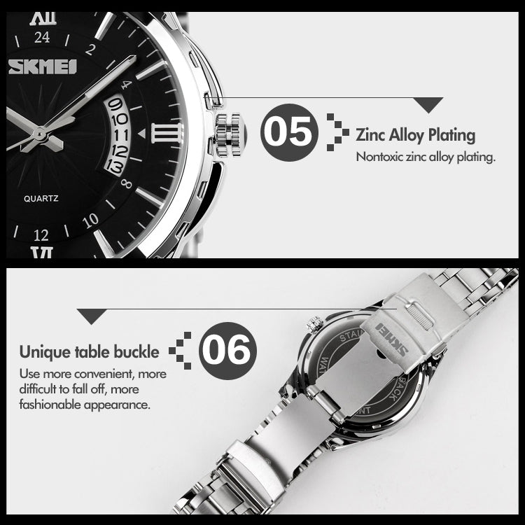 SKMEI 9069 Multifunctional Outdoor Fashion Business Waterproof Interval Gold Shell Quartz Wrist Watch(Rose Gold) - free shipping - PMC TechLife - Order now!