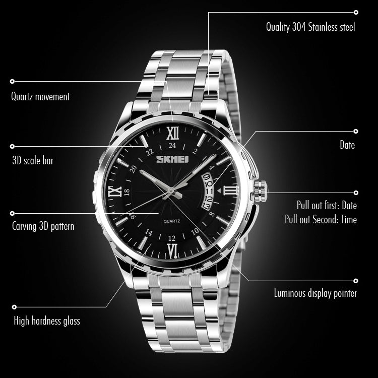 SKMEI 9069 Multifunctional Outdoor Fashion Business Waterproof Interval Gold Shell Quartz Wrist Watch(Rose Gold) - free shipping - PMC TechLife - Order now!