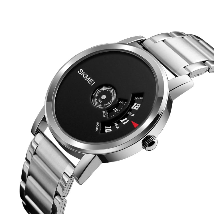 SKMEI 1260 Fashion Creative Pointer 30m Waterproof Quartz Wrist Watch with Stainless Steel Watchband(Silver+Black) - free shipping - PMC TechLife - Order now!