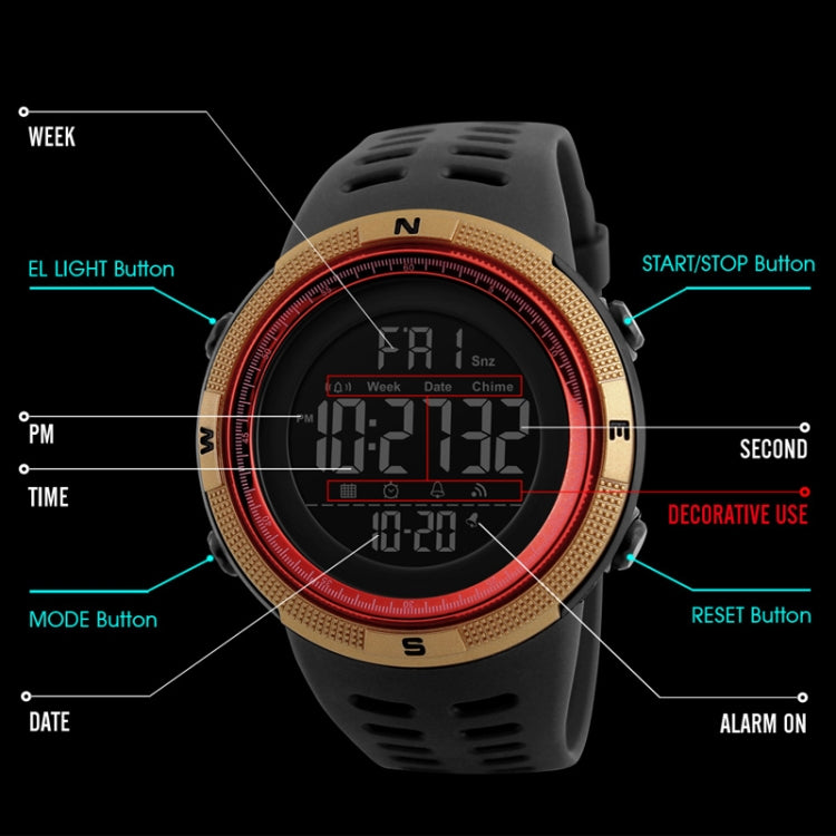 SKMEI 1251 Men Fashionable Outdoor 50m Waterproof Sports Watch Digital Watch with PU Watchband(Blue) - free shipping - PMC TechLife - Order now!