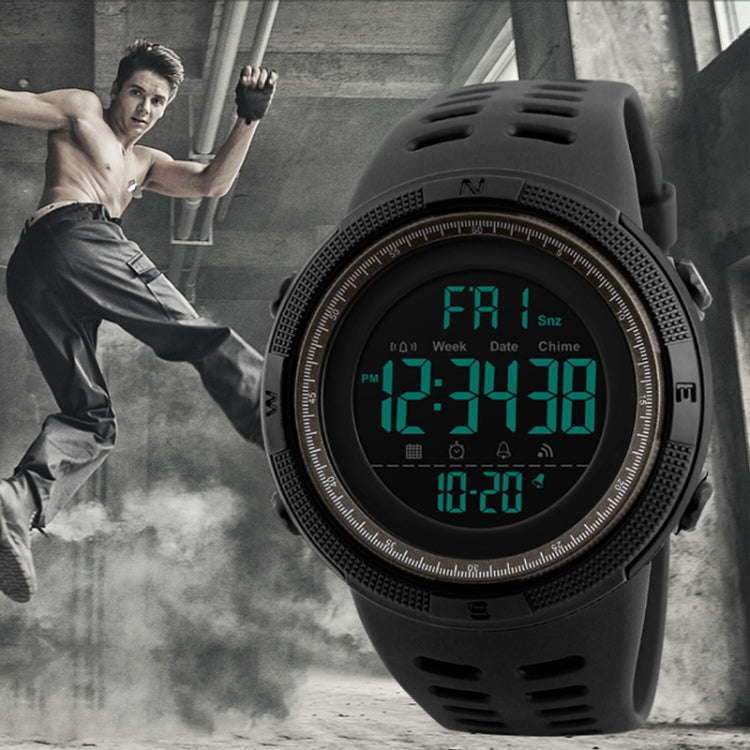 SKMEI 1251 Men Fashionable Outdoor 50m Waterproof Sports Watch Digital Watch with PU Watchband(Coffee) - free shipping - PMC TechLife - Order now!