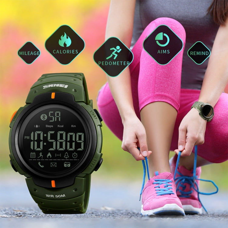 SKMEI 1301 Multifunction 50m Waterproof Sports Bluetooth Smart Watch, Compatible with Android & iOS System(Army Green) - free shipping - PMC TechLife - Order now!