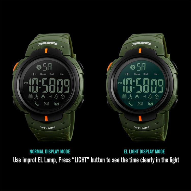 SKMEI 1301 Multifunction 50m Waterproof Sports Bluetooth Smart Watch, Compatible with Android & iOS System(Army Green) - free shipping - PMC TechLife - Order now!