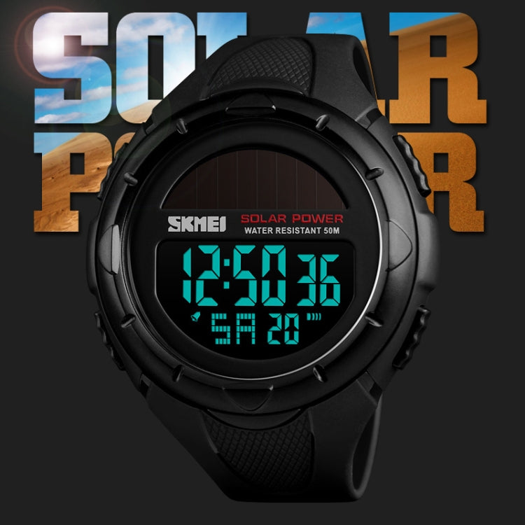 SKMEI 1405 Fashion Solar Power Outdoor Sports Watch Multifunctional 50m Waterproof Men Digital Watch(Black) - free shipping - PMC TechLife - Order now!