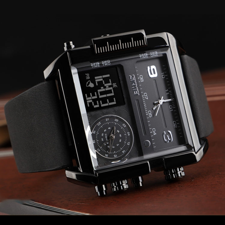 SKMEI 1391 Multifunctional Men Business Digital Watch 30m Waterproof Square Dial Wrist Watch with Leather Watchband(Black) - free shipping - PMC TechLife - Order now!