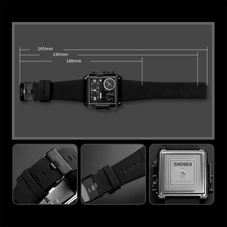 SKMEI 1391 Multifunctional Men Business Digital Watch 30m Waterproof Square Dial Wrist Watch with Leather Watchband(Rose Gold) - free shipping - PMC TechLife - Order now!