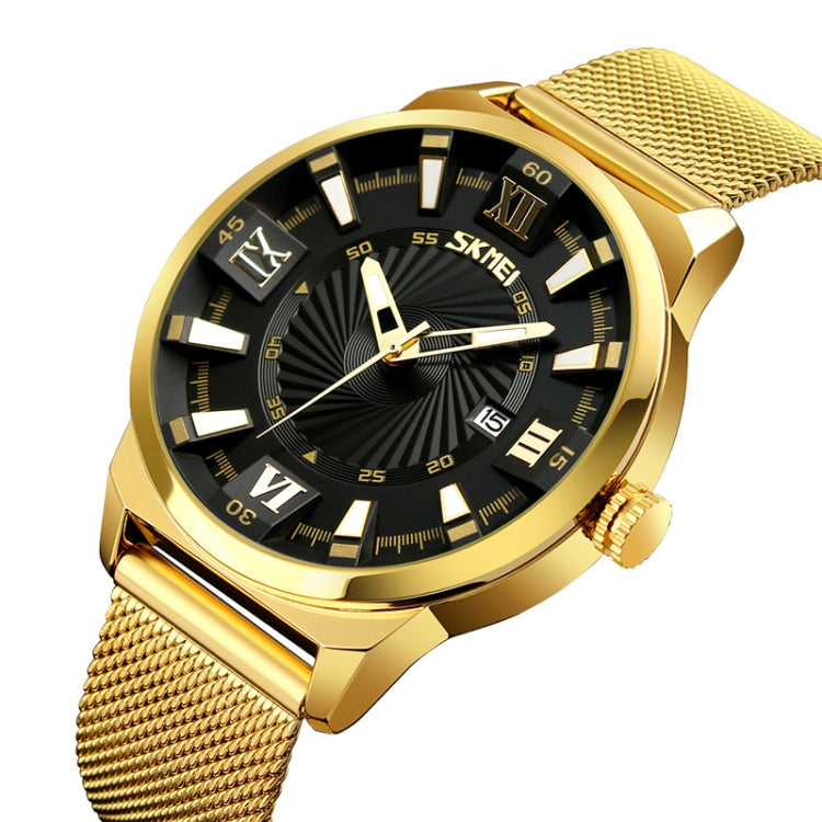 SKMEI 9166 Fashion Men Business Watch 30m Waterproof Metal Quartz Wristwatch(Black) - free shipping - PMC TechLife - Order now!