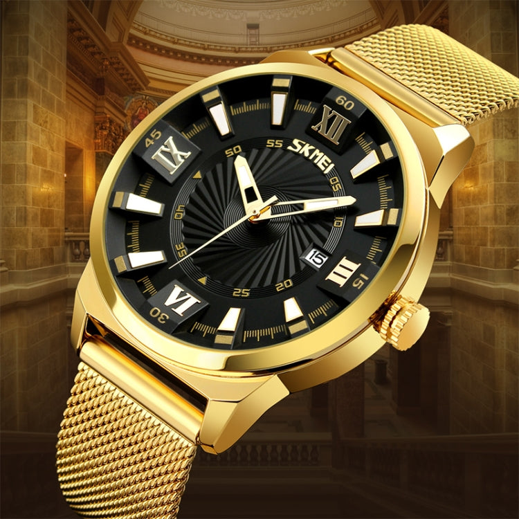 SKMEI 9166 Fashion Men Business Watch 30m Waterproof Metal Quartz Wristwatch(Black) - free shipping - PMC TechLife - Order now!