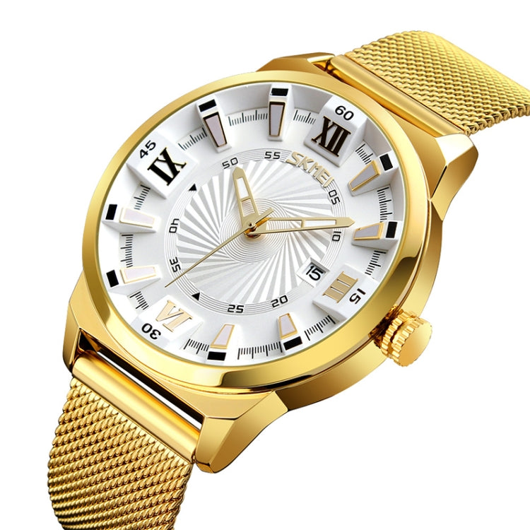 SKMEI 9166 Fashion Men Business Watch 30m Waterproof Metal Quartz Wristwatch(White) - free shipping - PMC TechLife - Order now!