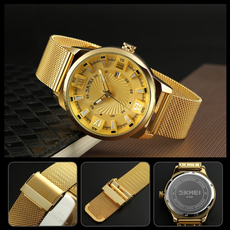 SKMEI 9166 Fashion Men Business Watch 30m Waterproof Metal Quartz Wristwatch(White) - free shipping - PMC TechLife - Order now!