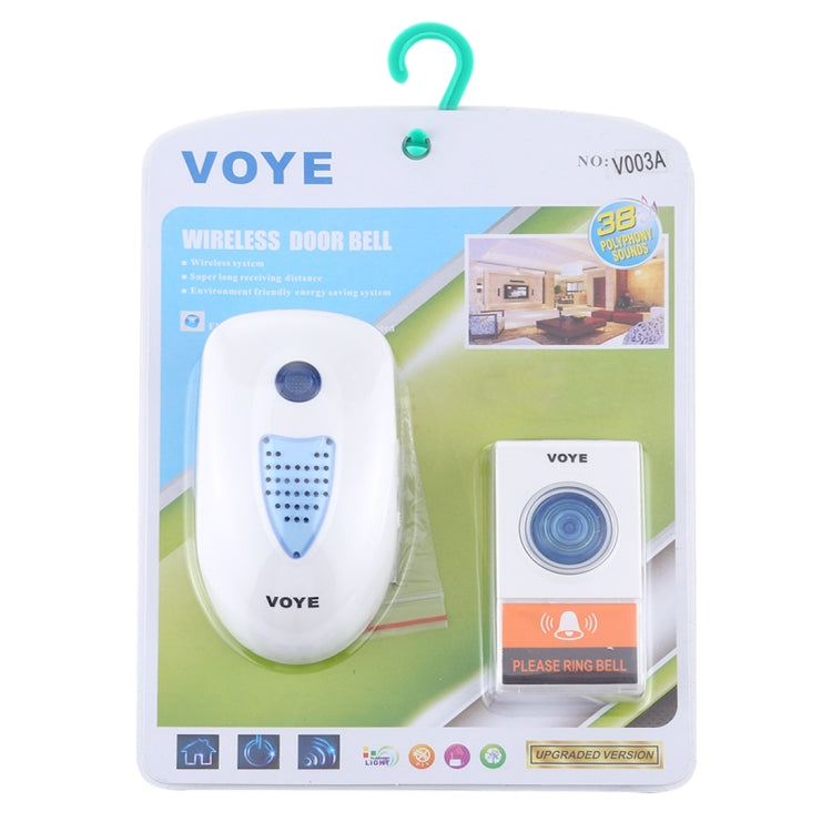 VOYE V003A Home Music Remote Control Wireless Doorbell with 38 Polyphony Sounds, US Plug (White) - Wireless Doorbell by VOYE | Online Shopping South Africa | PMc TechLife | Buy Now Pay Later Mobicred