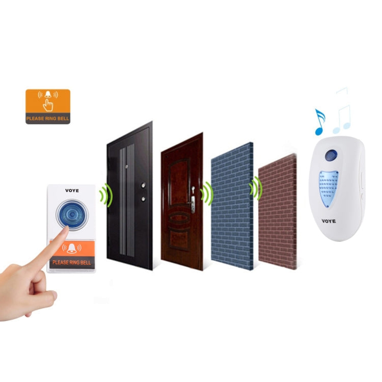 VOYE V003A Home Music Remote Control Wireless Doorbell with 38 Polyphony Sounds, US Plug (White) - Wireless Doorbell by VOYE | Online Shopping South Africa | PMc TechLife | Buy Now Pay Later Mobicred