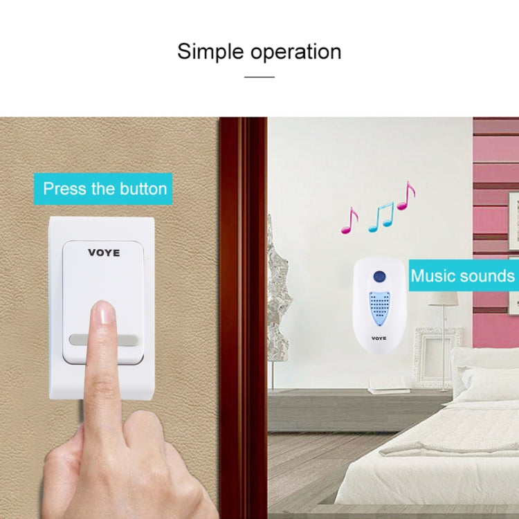 VOYE V003B Home Music Remote Control Wireless Doorbell with 38 Polyphony Sounds, US Plug (White) - Wireless Doorbell by VOYE | Online Shopping South Africa | PMc TechLife | Buy Now Pay Later Mobicred