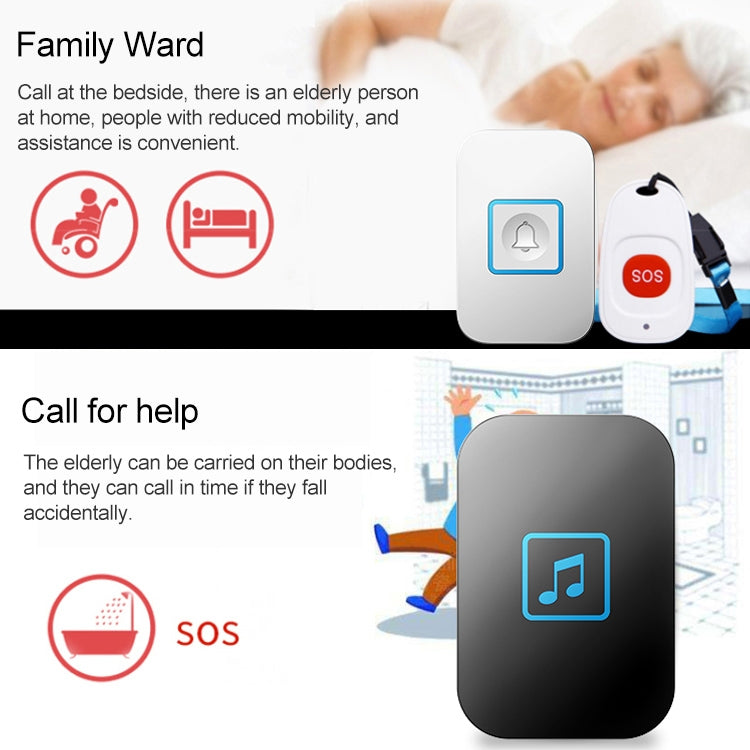 CACAZI C86 Wireless SOS Pager Doorbell Old man Child Emergency Alarm Remote Call Bell, EU Plug(White) - Wireless Doorbell by CACAZI | Online Shopping South Africa | PMC TechLife | Buy Now Pay Later Mobicred