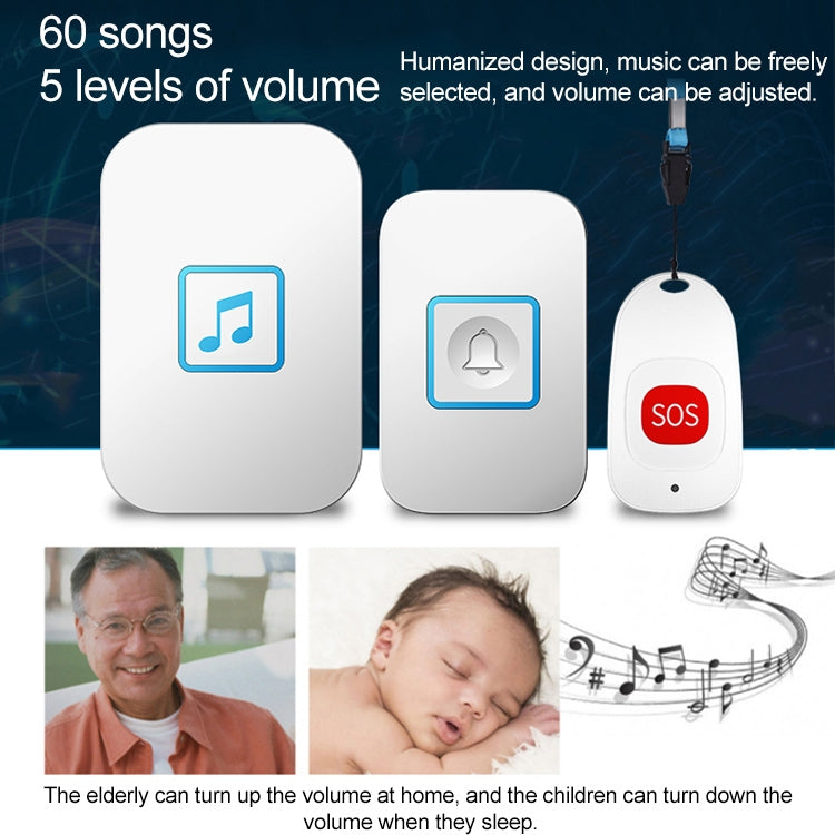 CACAZI C86 Wireless SOS Pager Doorbell Old man Child Emergency Alarm Remote Call Bell, UK Plug(Black) - Wireless Doorbell by CACAZI | Online Shopping South Africa | PMC TechLife | Buy Now Pay Later Mobicred