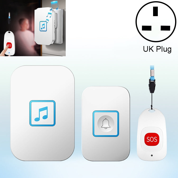 CACAZI C86 Wireless SOS Pager Doorbell Old man Child Emergency Alarm Remote Call Bell, UK Plug(White) - Wireless Doorbell by CACAZI | Online Shopping South Africa | PMC TechLife | Buy Now Pay Later Mobicred
