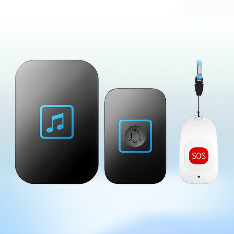 CACAZI C86 Wireless SOS Pager Doorbell Old man Child Emergency Alarm Remote Call Bell, US Plug(Black) - Wireless Doorbell by CACAZI | Online Shopping South Africa | PMC TechLife | Buy Now Pay Later Mobicred
