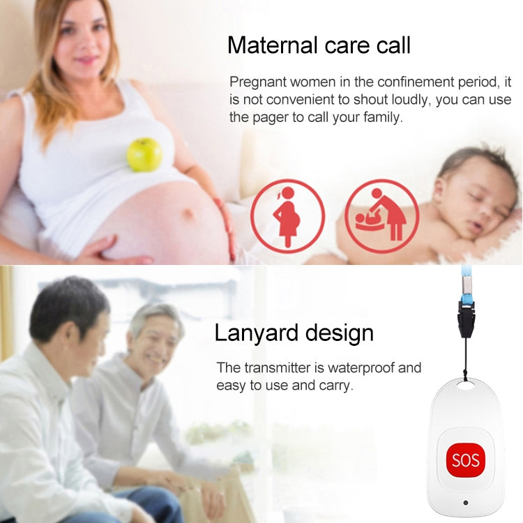 CACAZI C86 Wireless SOS Pager Doorbell Old man Child Emergency Alarm Remote Call Bell, US Plug(Black) - Wireless Doorbell by CACAZI | Online Shopping South Africa | PMC TechLife | Buy Now Pay Later Mobicred