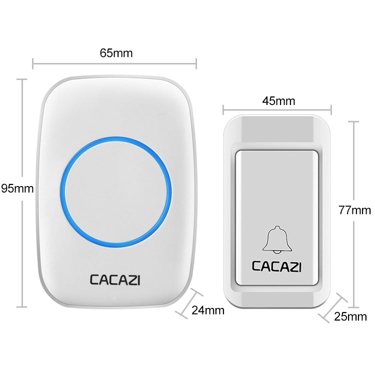 CACAZI A10G One Button One Receivers Self-Powered Wireless Home Cordless Bell, EU Plug(White) - Wireless Doorbell by CACAZI | Online Shopping South Africa | PMC Jewellery