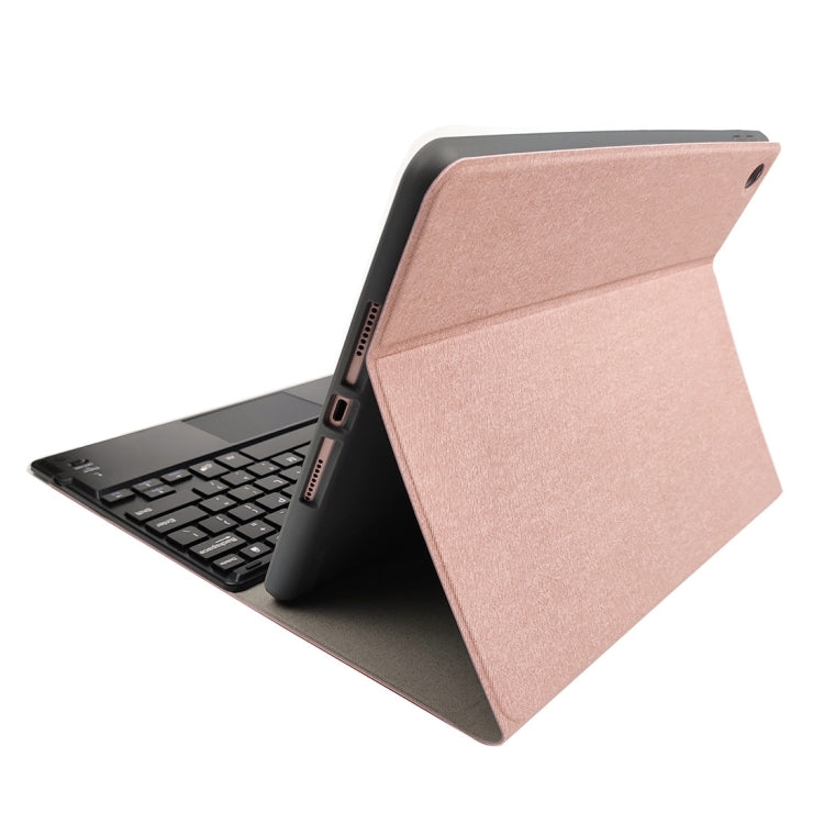 RK109C Detachable Magnetic Plastic Bluetooth Keyboard with Touchpad + Silk Pattern TPU Tablet Case for iPad Air 2020, with Pen Slot & Bracket(Rose Gold) - For iPad Air by PMC TechLife | Online Shopping South Africa | PMC TechLife