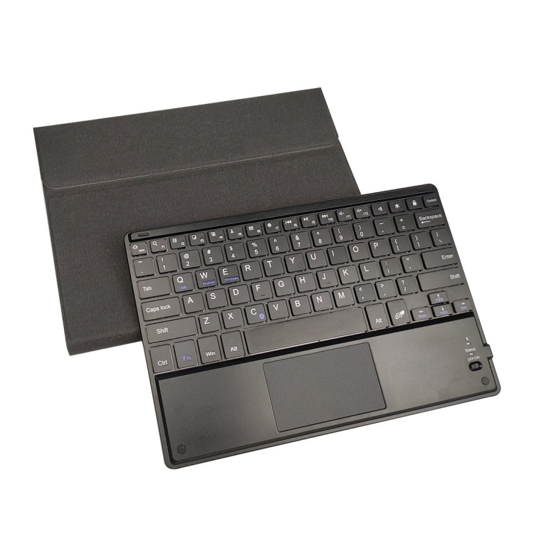 RK109C Detachable Magnetic Plastic Bluetooth Keyboard with Touchpad + Silk Pattern TPU Tablet Case for iPad Air 2020, with Pen Slot & Bracket(Black) - For iPad Air by PMC TechLife | Online Shopping South Africa | PMC TechLife