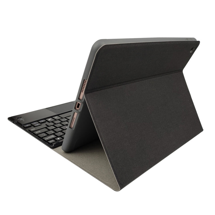 RK109C Detachable Magnetic Plastic Bluetooth Keyboard with Touchpad + Silk Pattern TPU Tablet Case for iPad Air 2020, with Pen Slot & Bracket(Black) - For iPad Air by PMC TechLife | Online Shopping South Africa | PMC TechLife