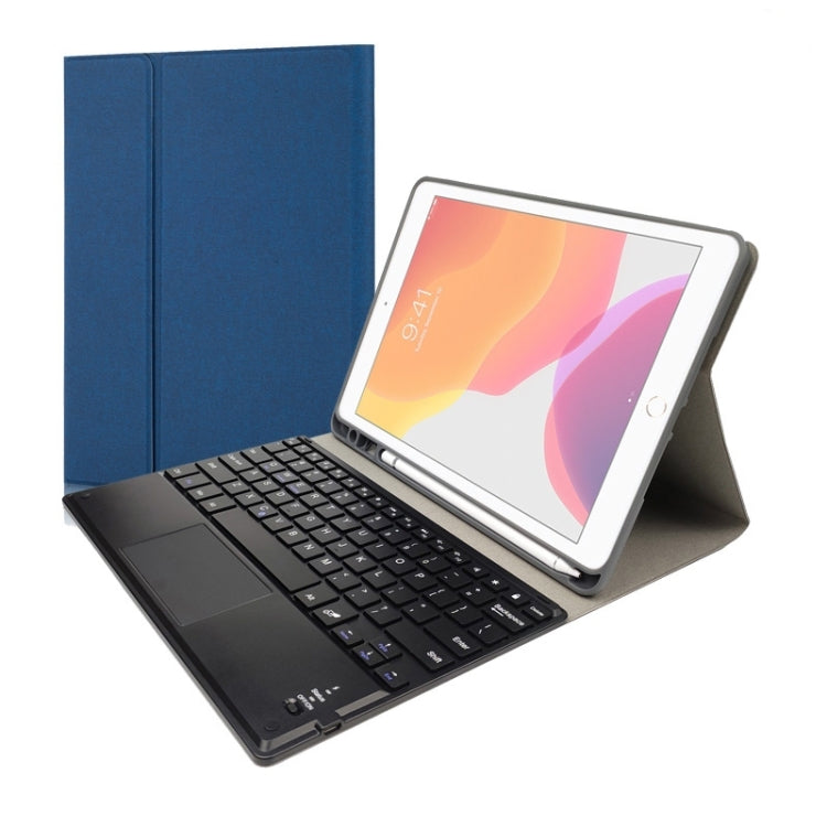 RK508C Detachable Magnetic Plastic Bluetooth Keyboard with Touchpad + Silk Pattern TPU Tablet Case for iPad 9.7 inch, with Pen Slot & Bracket(Blue) - Universal by PMC TechLife | Online Shopping South Africa | PMC TechLife