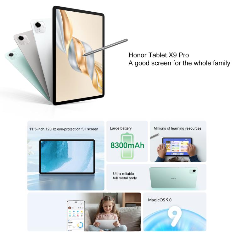 Honor Pad X9 Pro WiFi Tablet PC, 11.5 inch 8GB+256GB MagicOS 9.0 Qualcomm Snapdragon 685 Octa Core (Grey) - free shipping - PMc TechLife - Order now!