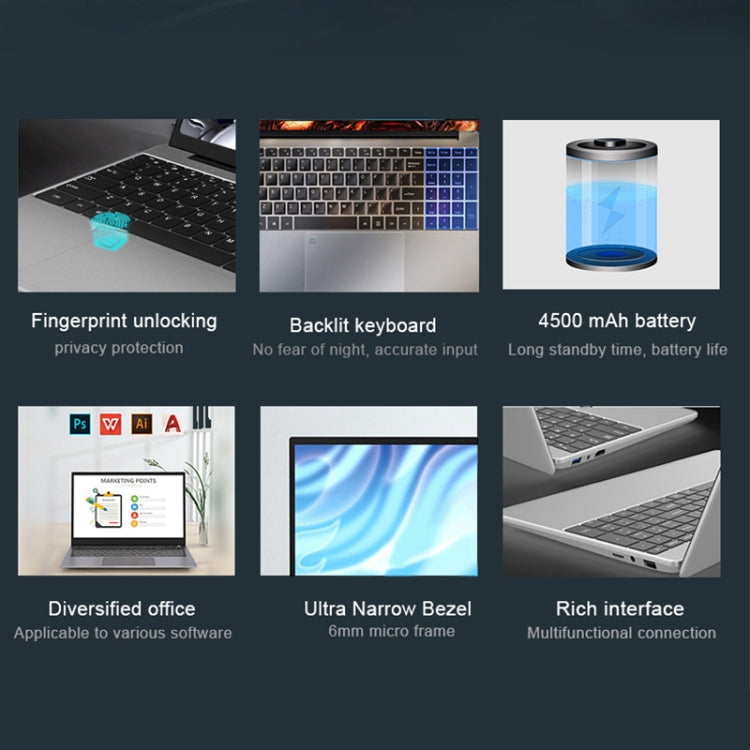 H15 15.6 inch Ultrathin Laptop, 16GB+256GB, Windows 11 Intel Processor N95 Quad Core, US Plug (Silver) - free shipping - PMc TechLife - Order now!