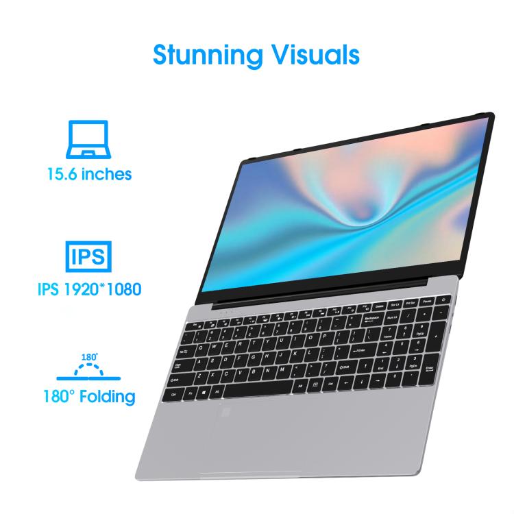 N5095 15.6 inch Laptop, 8GB+256GB, Windows 11 Intel Celeron N5095 Quad Core, Support Fingerprint Unlock, AU Plug (Silver) - free shipping - PMc TechLife - Order now!