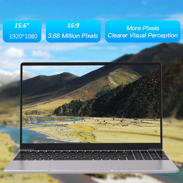 N5095 15.6 inch Laptop, 16GB+512GB, Windows 11 Intel Celeron N5095 Quad Core, Support Fingerprint Unlock, EU Plug (Silver) - free shipping - PMc TechLife - Order now!