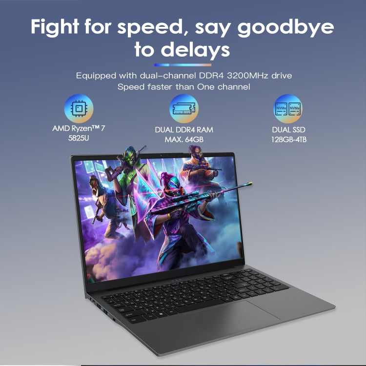 GXMO G156 15.6 inch Laptop, 16GB+512GB, Windows 11 AMD Ryzen 7 5825U Octa Core, Support Fingerprint Unlock, UK Plug - free shipping - PMc TechLife - Order now!