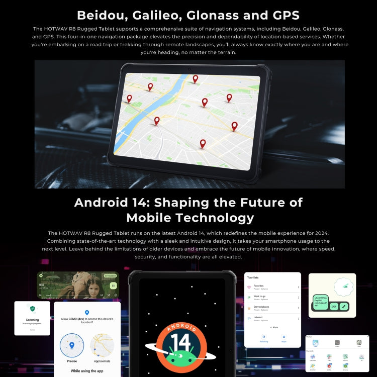 HOTWAV Tab R8 IP68/IP69K Rugged Tablet, 4GB+128GB, 10.1 inch Android 14 Unisoc T606 Octa Core 4G Network, Global Version with Google Play, EU Plug (Black+Orange) - free shipping - PMC TechLife - Order now!